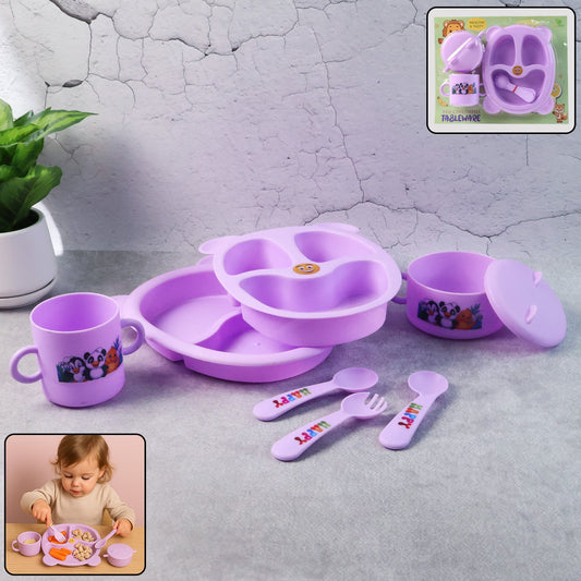 Childrenâs Tableware Dining Set with panda print and sectioned plate for kids