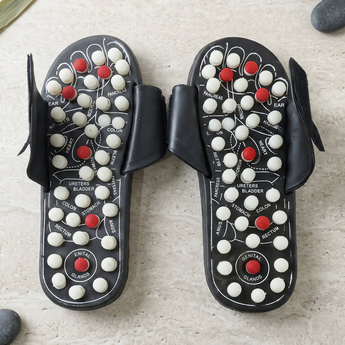 Acupressure sandals for foot relaxation at home, one pair