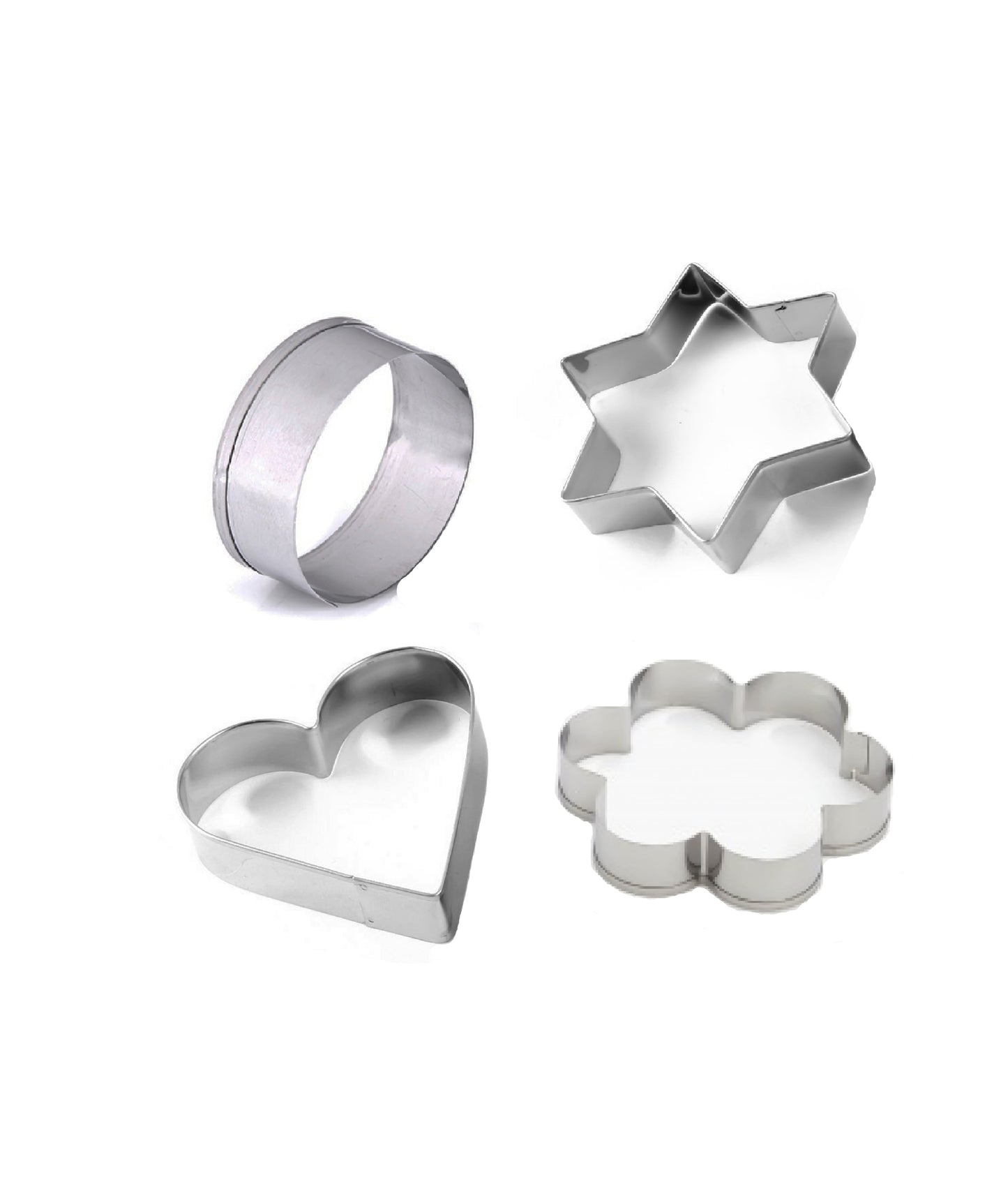 Stainless Steel Cookie Cutter Set ? Heart, Star & Flower Shapes (4 Pcs)