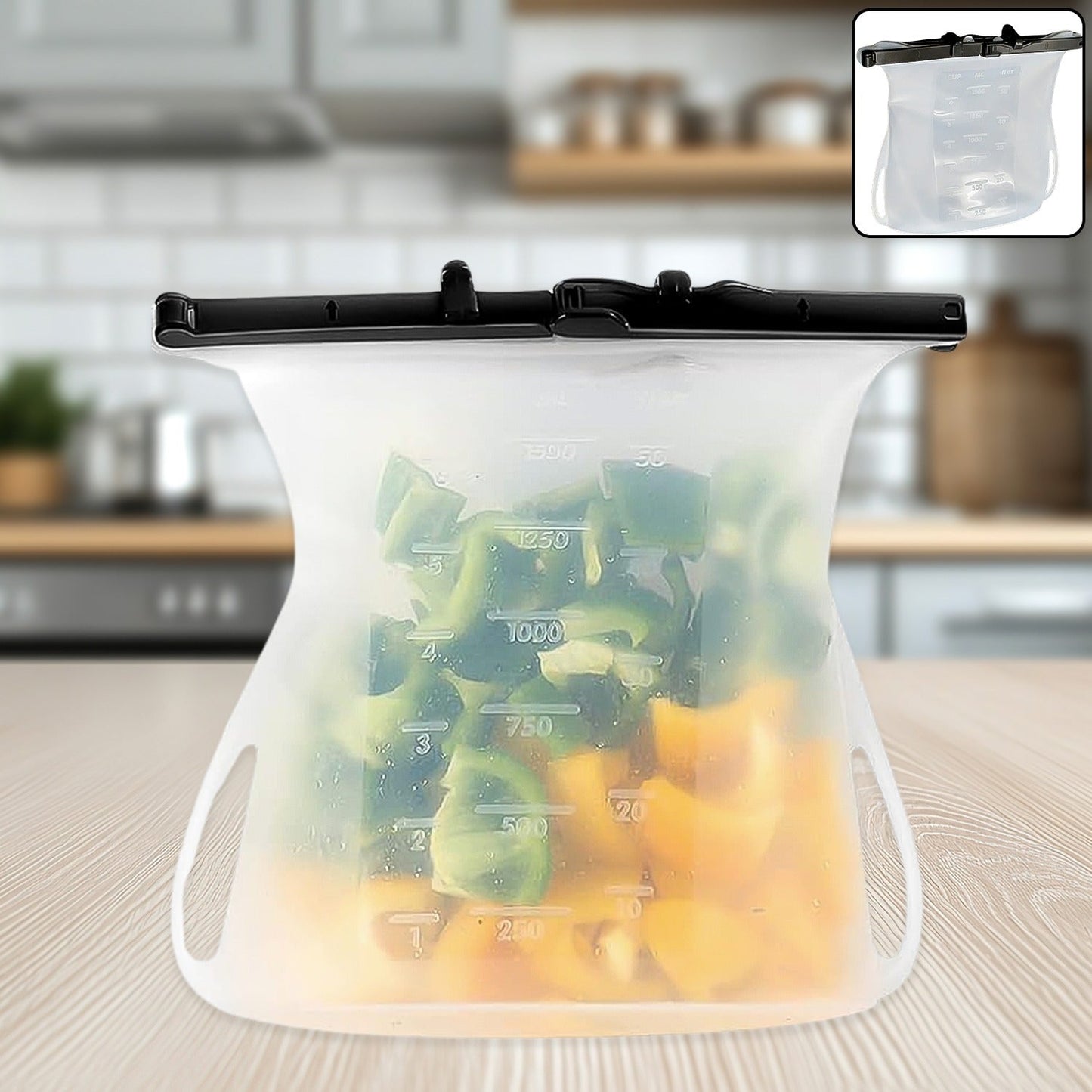 Silicone Food Bag ? Leakproof, Flat Bottom, BPA-Free, Microwave & Dishwasher Safe