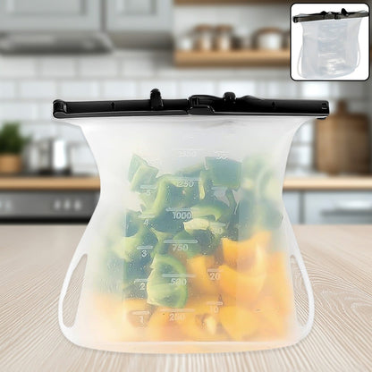 Silicone Food Bag ? Leakproof, Flat Bottom, BPA-Free, Microwave & Dishwasher Safe