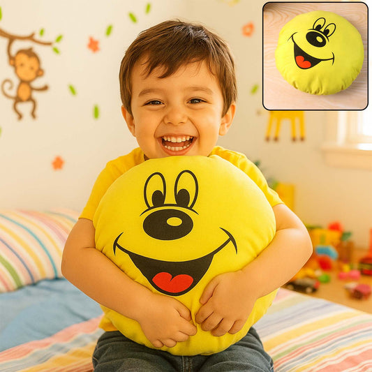 Soft plush smiley face pillow cushion that adds cheer to kidsâ room decor